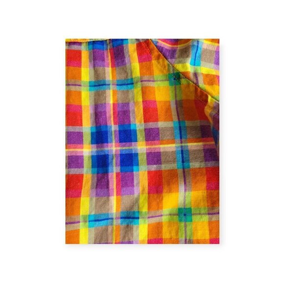 Oversized Rainbow Plaid Button-Up Dad Shirt XL by WeWoreWhat - Picture 7 of 11